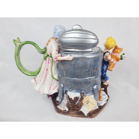 Vintage Collections Etc 8" Handmade Ceramic Teapot Old Ringer Washer - Picture 2 of 11